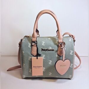 Juicy Couture Denim Logo Satchel with Pink Trim